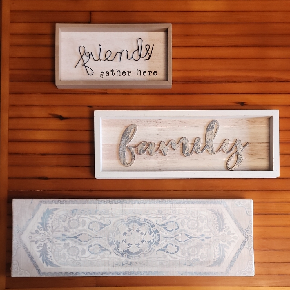 Decorative Wooden & Canvas Wall Art Set
